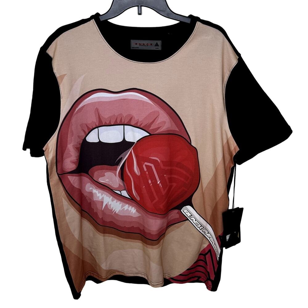 **NWT** BLACK PYRAMID MEN'S BLACK TAN & PINK GRAPHIC TEE SHORT SLEEVE SIZE LARGE